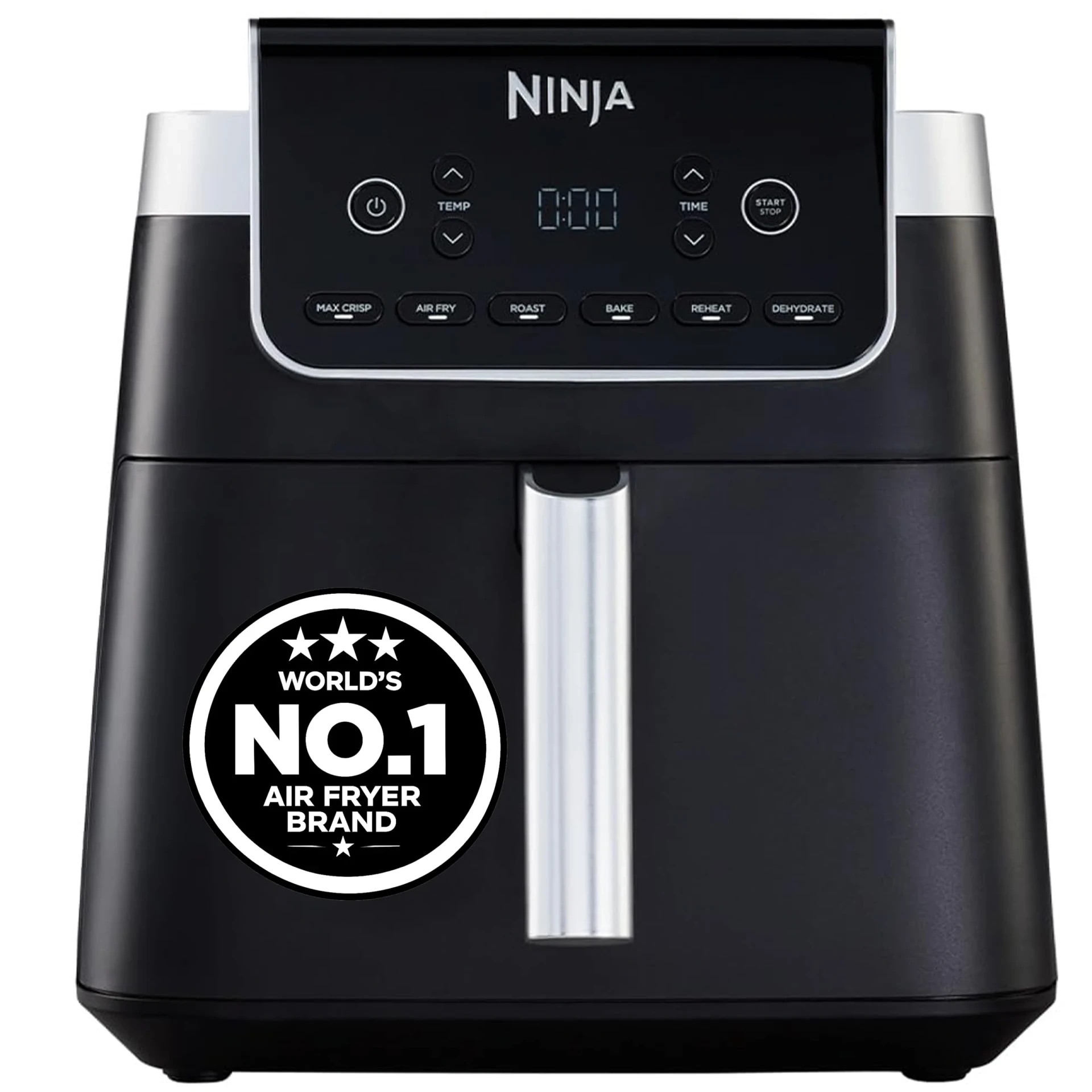 Ninja Air Fryer MAX PRO 6.2L (AF180IN) 2000W Max Crisp Technology Variable Air Flow PFOA-Free Non-Stick 6-in-1 Air Fry, Roast, Bake & More Cook from Frozen to Crispy, black