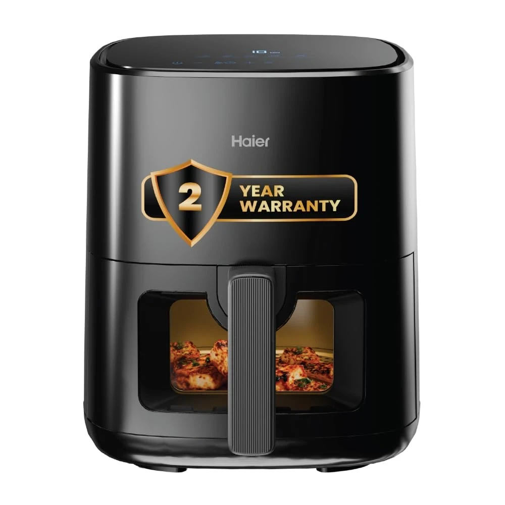 Haier Air Fryer 5 Litre Digital Control | 1500 Watts Powerful Heating | See Through Window | 3D Hot Air Baking Technology | 6 Preset Recipes | Auto Shut Off | Black | 2 Year Warranty | HAF-D503B