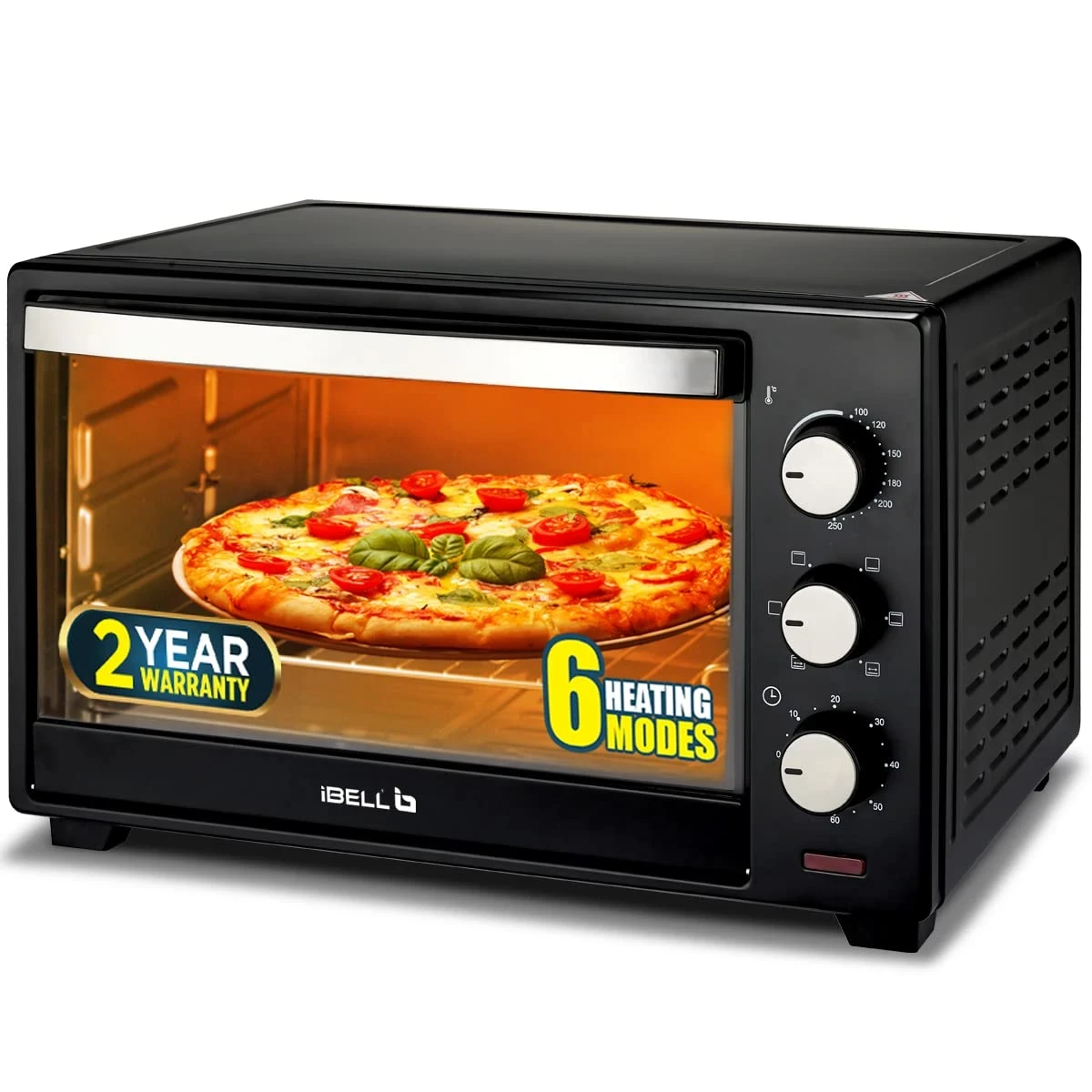 iBELL Ibleo25Lgnew 25 Liters Electric Oven Toaster Grill Otg With Rotisserie, Black, 1600 Watts