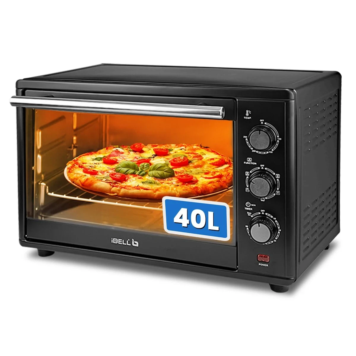 IBELL Electric Oven Toaster Grill 40L OTG with 1800 Watt, Convection & Motorized Rotisserie, Multiple heating options, 2 Year Warranty, EO40LGDLX (Black)