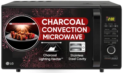 LG 28 L Charcoal Convection Healthy Microwave Oven (MJ2887BIUM, Black, Healthy Heart Recipes, Diet Fry, Pasteurized Milk, 360Â° Motorised Rotisserie & 10 Years of warranty on Charcoal Heater)