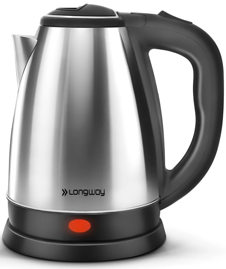 Longway Kestro 2 Liter Electric Kettle with Stainless Steel Body for Boiling (Black & Silver, 1500 Watt) — VK Furniture & Electronics | VK Furniture Mangalore