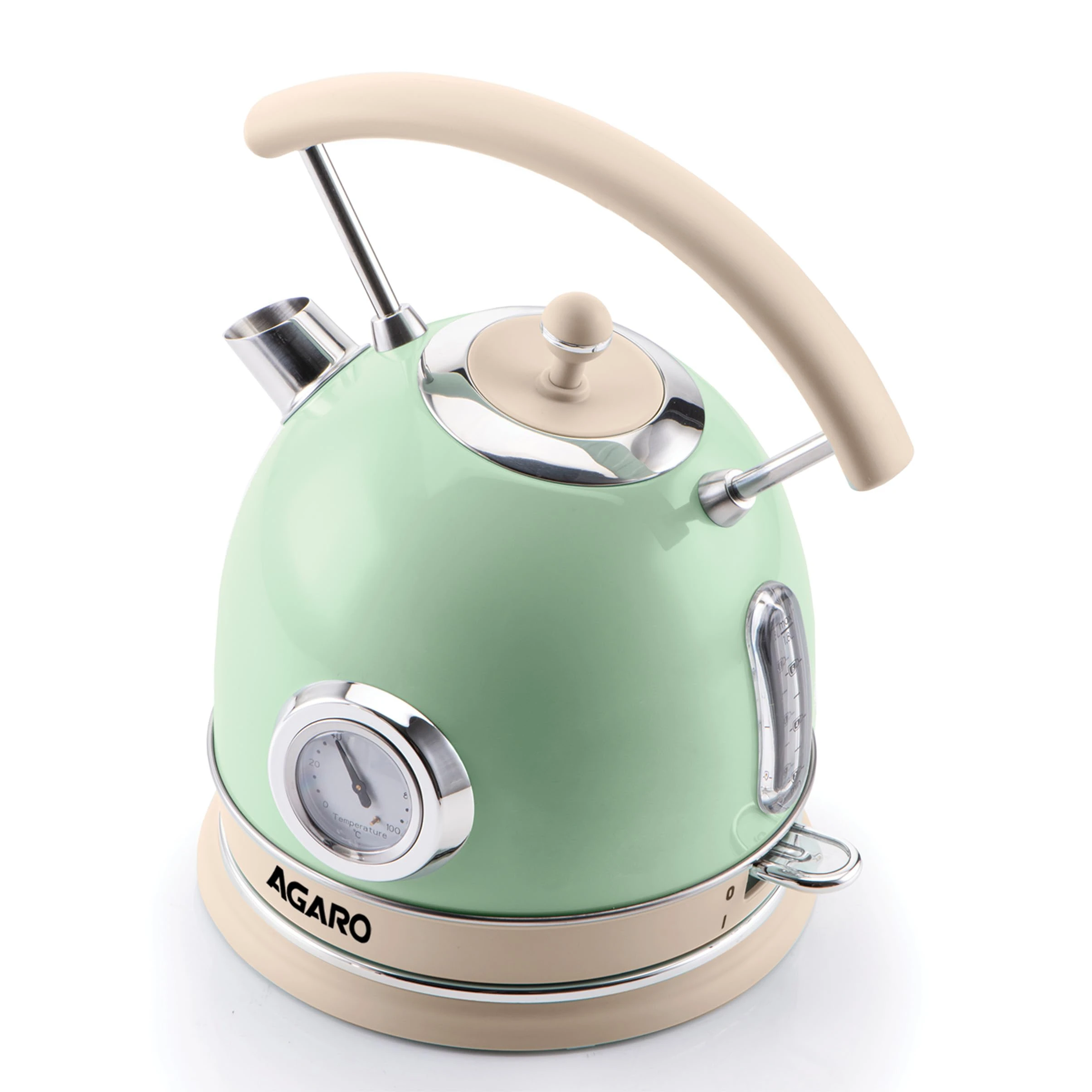 AGARO Regency Vintage Kettle 1.8L with Temperature Gauge, Hot Water Boiler & Tea Heater with Curved Handle, Visible Water Level Line, Led Light, Auto Shut-Off&Boil-Dry Protection,Green