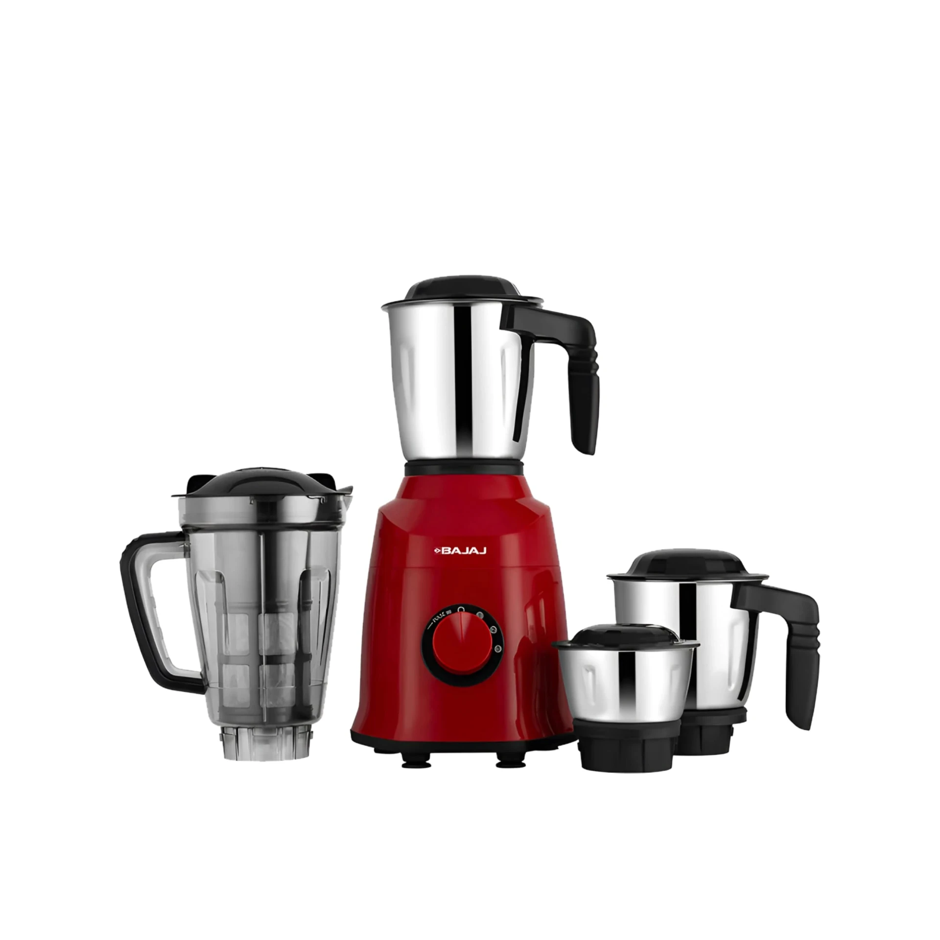 Bajaj Military Series Rex 750W 4 Jar Mixer Grinder | DuraCut Blades | 2-In-1 Function Blade In Dry Jar | 2 Yrs Warranty ã€Red/Blackã€‘