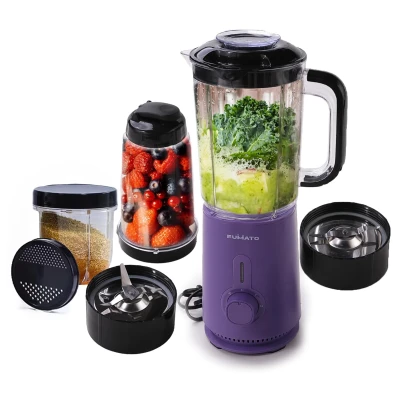 FUMATO Mixer Grinder & Nutri Blender for Kitchen | 3 Jars & 2 Stainless Steel Blades | 3-Speed Control | Anti-Skid Feet | Juicer-Mixie Combo | 1-Year Manufacturer Warranty (Purple)