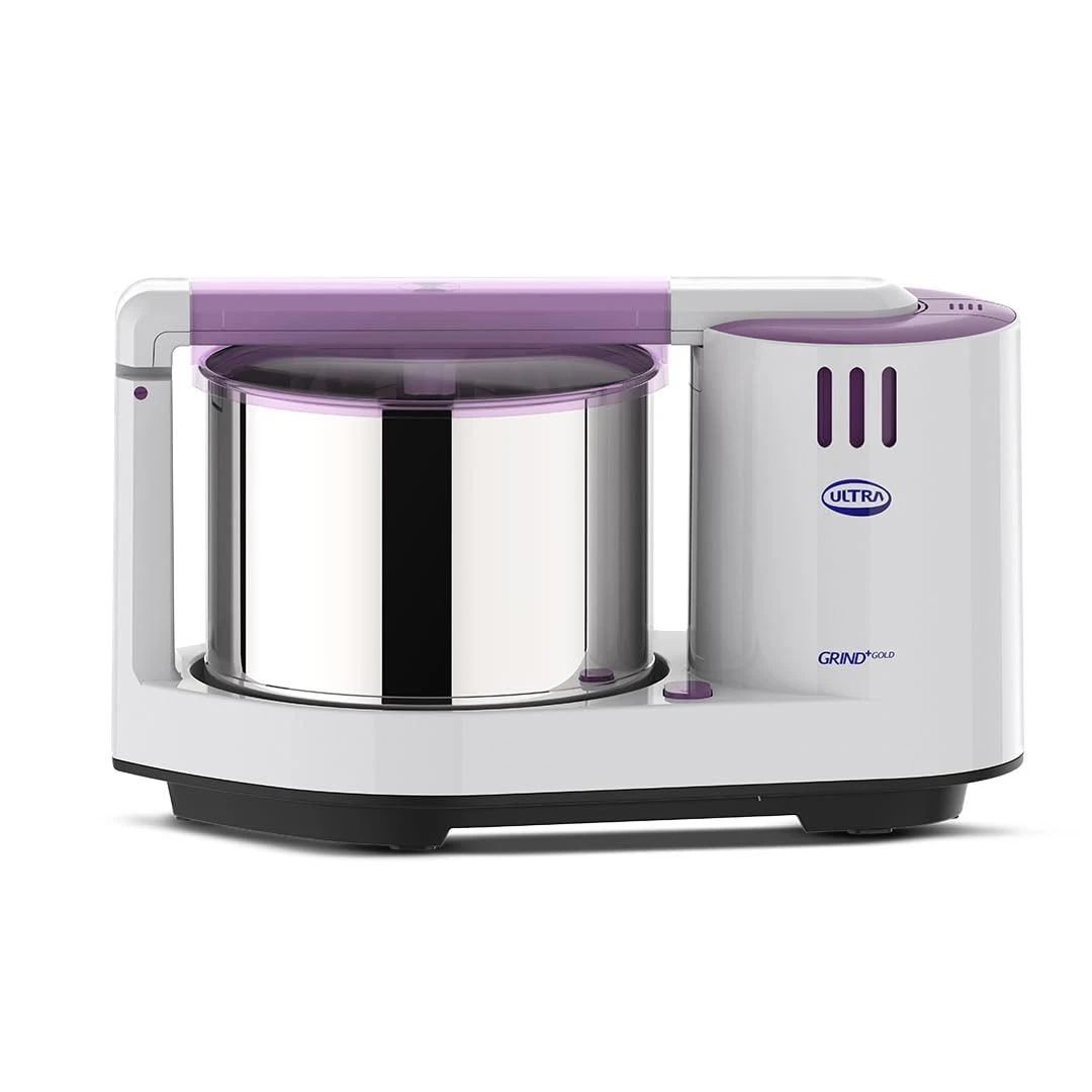 Ultra Grind+ Gold 2 Litre Table Top Wet Grinder - White | Fast Grinding Conical Stones, 150W Motor with 5 Years Warranty | AISI 304 Food-Grade SS Multi Utility Cylindrical Drum, Light Weight