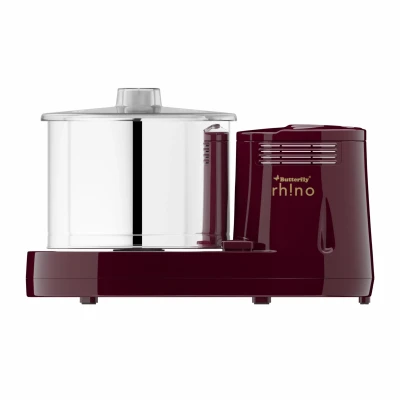 Butterfly Rhino 2 Litres Table-Top Wet Grinder | 150 Watts | Shockproof ABS Body | 4-way Grinding | Easy Clean & Maintenance | Stainless Steel Drum | 2 Years Manufacturer's Warranty | Cherry Red