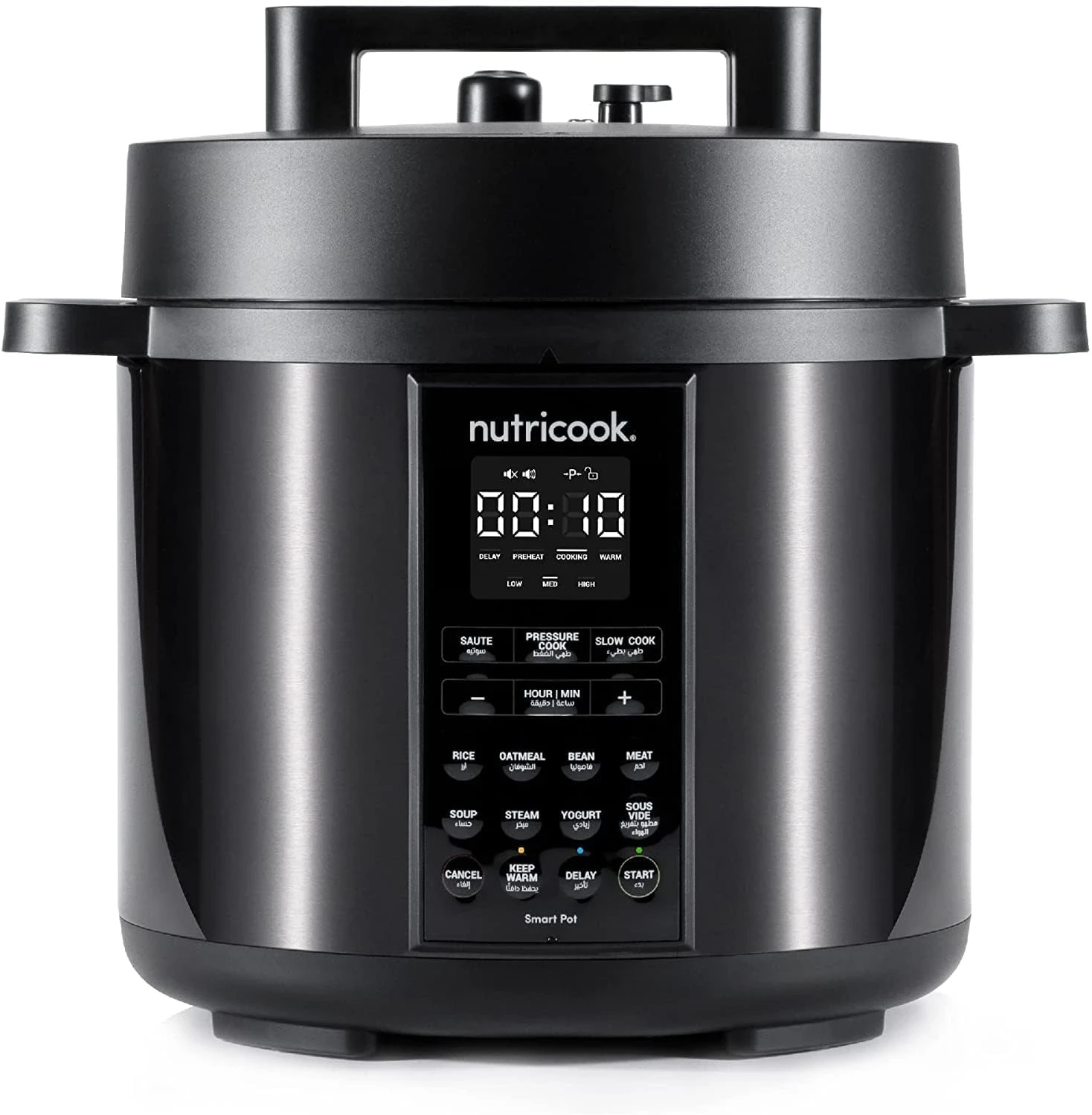 Nutricook Smart Pot 2 Stainless Steel 6 QT (5.7L), 1000W 9-in-1 Instant Programmable Electric Pressure Cooker, Slow Cooker, Rice Cooker, Steamer, SautÃ© Pot, Sous Vide, Smart Lid, 2-Year Warranty