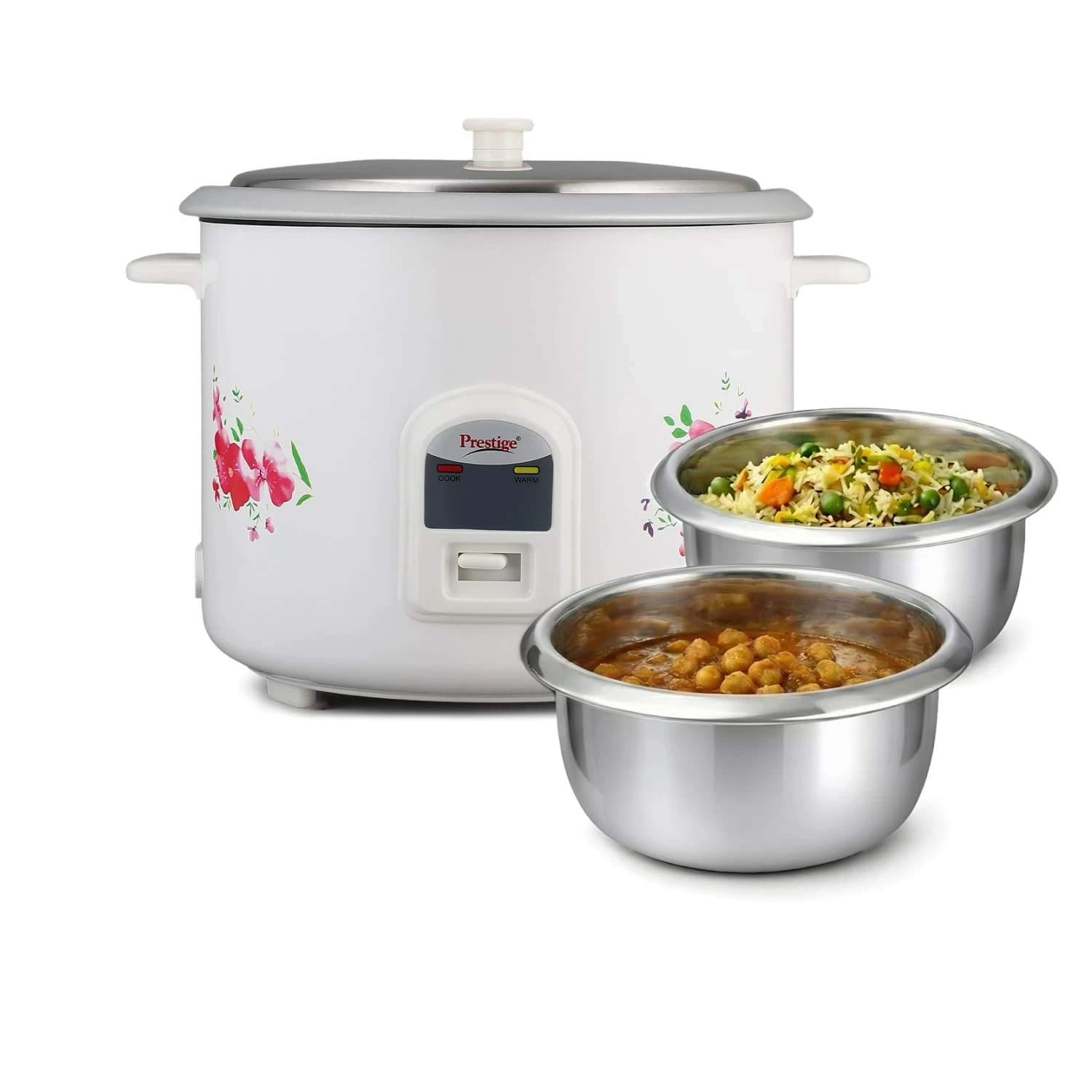 Prestige PRWO 2.8-2 Electric Rice Cooker 2.8L with Close Fit Lid|White|Raw capacity-1.7 liters|Cooked capacity-2.8 liters|Cooks for a large family