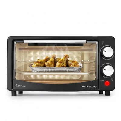 Longway Royal Plus OTG 12 Ltr Oven Toaster Griller with Multiple Heating Modes | Temperature Timer Control for Baking Pizza, Cake, Grilling Chicken & Toasting Bread | 2 Years warranty (800W, Black)