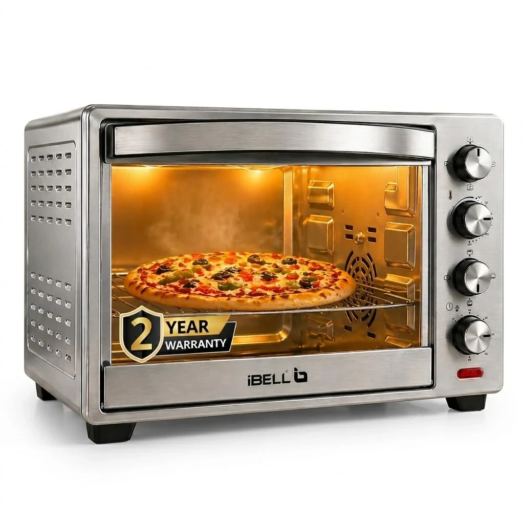iBELL 30L OTG Oven with Convection & Rotisserie, Stainless Steel Body, Temperature & Timer Control | SS30LGDLX (Silver)