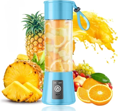 Toy O'Fun Portable 450ml Juicer Blender, 6-Blade USB Rechargeable Personal Mixer Bottle with Built-In Jar, Smoothie & Protein Shake Maker, Multicolor (J-2)