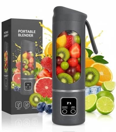 Portable Juicer Mixer Blender for Juices, Smoothies, Cold Coffee, Rechargeable 10 Blades Bottle Juicer Smoothie Maker, Fruits Mixer Grinder for Home, Office, Gym, Travel, 450ML (Purple)