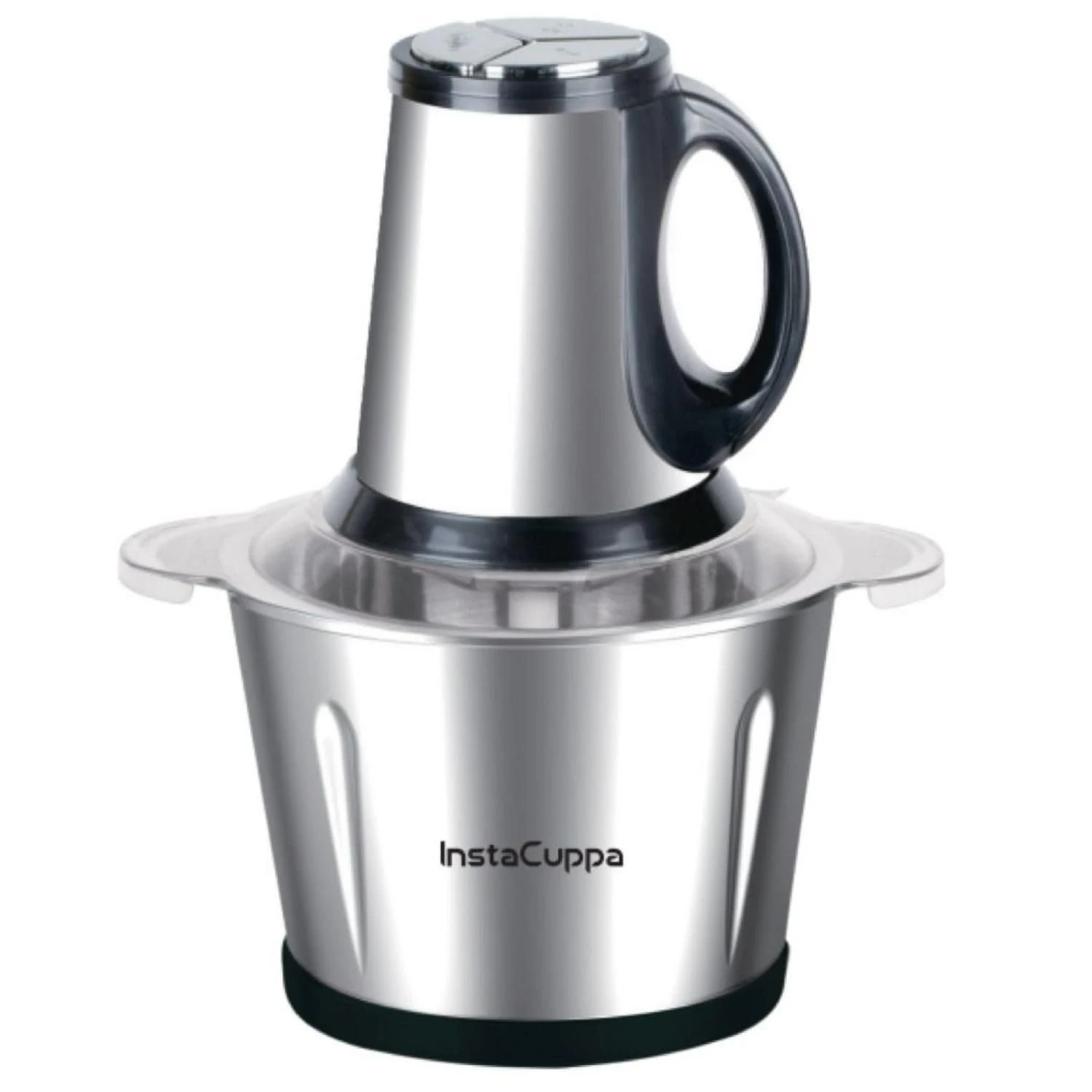 InstaCuppa Electric Chopper for Kitchen Use with 3 Attachments, 2 Litre Stainless Steel Meat Mincer, 300W Vegetable Cutter Machine with Garlic Peeler and Egg Whisker, Carrot Grater for Busy Moms