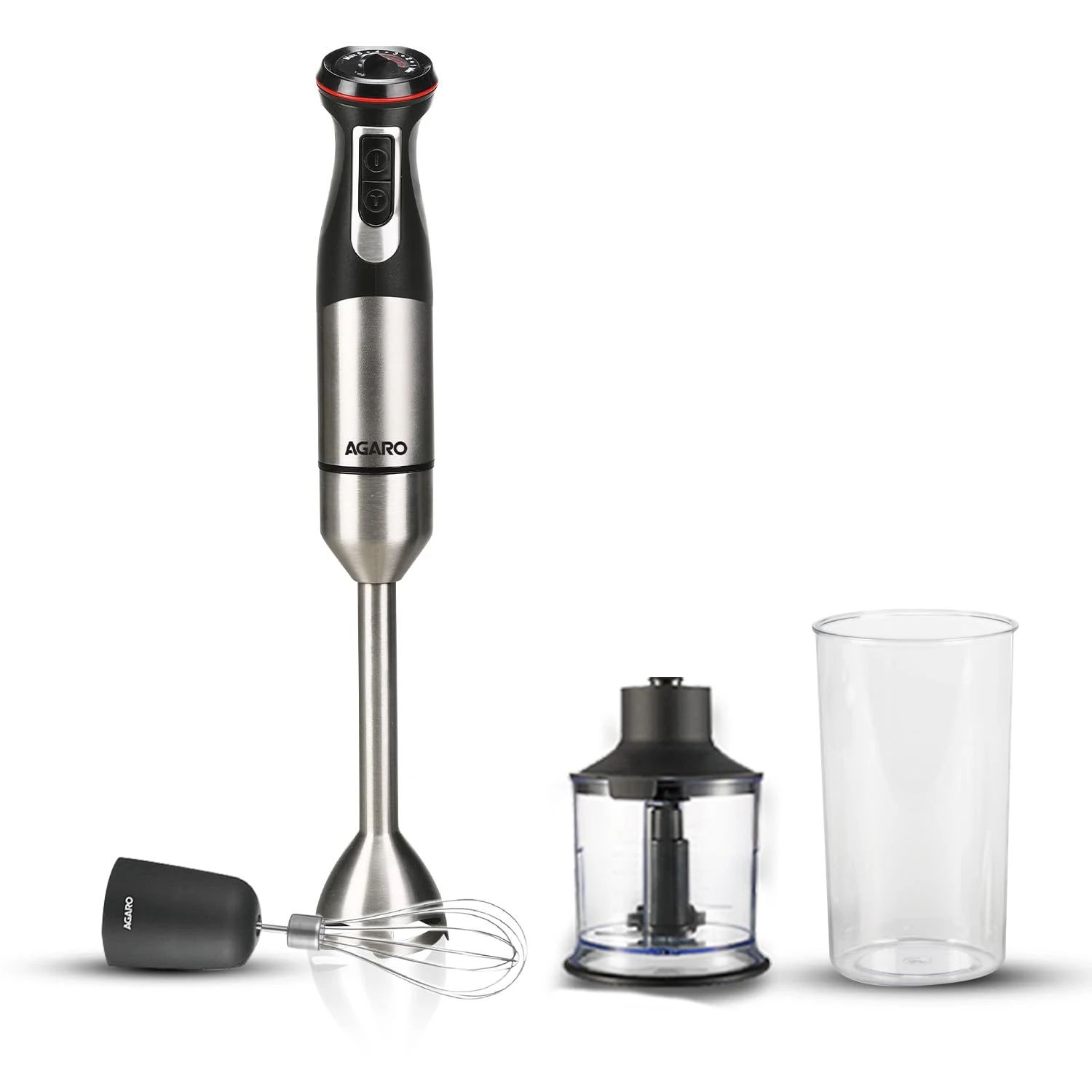 AGARO Grand 1000 Watts Hand Blender With Chopper, Jar & Whisker, 2 Variable Speed Modes & Speed Regulator, Stainless Steel Blades(Black) — VK Furniture & Electronics | VK Furniture Mangalore