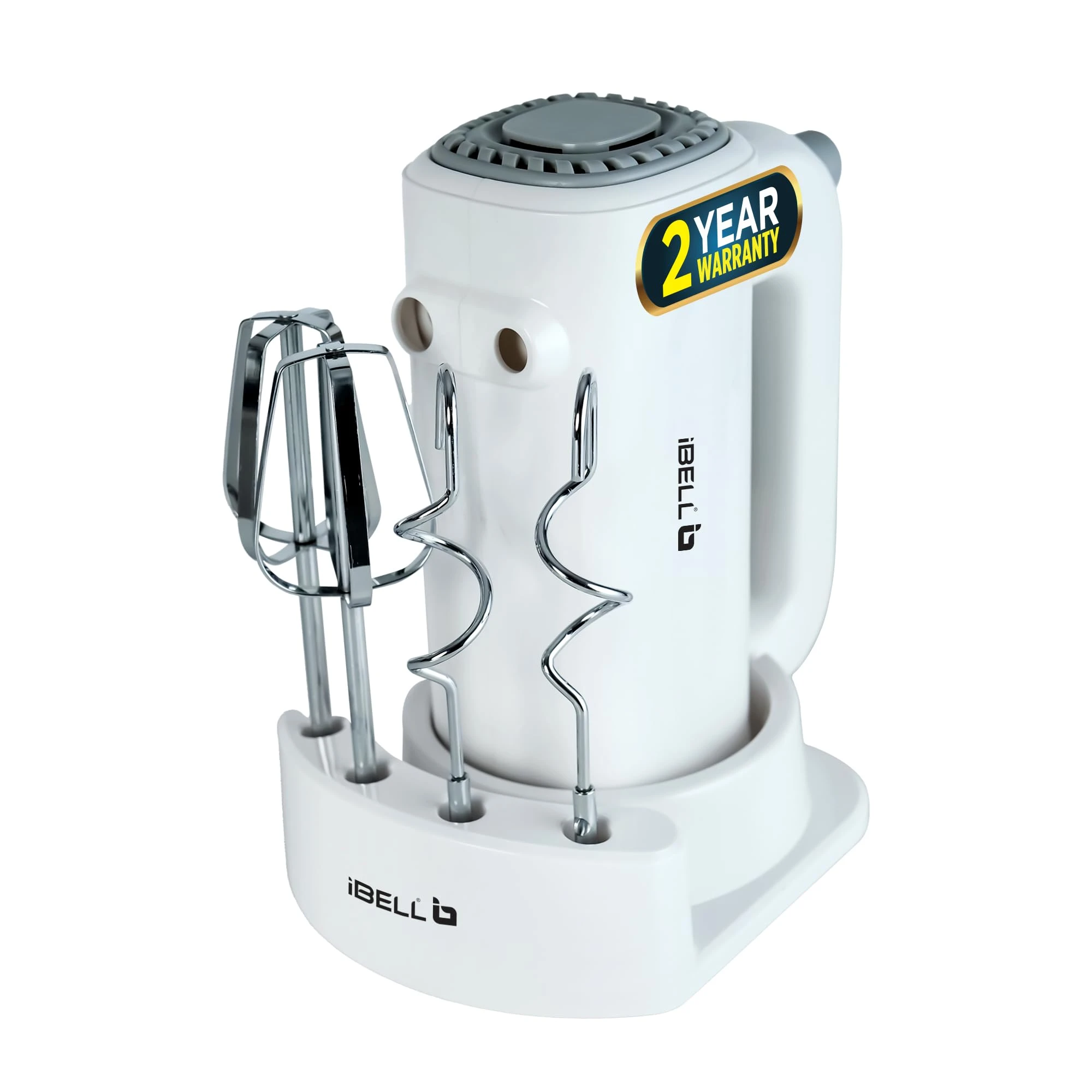 iBELL WHISK350 Electric Hand Mixer - 350W with 5 Speed Control, Stainless Steel Beaters & Dough Hooks for Baking, Whipping & Mixing (White) — VK Furniture & Electronics | VK Furniture Mangalore