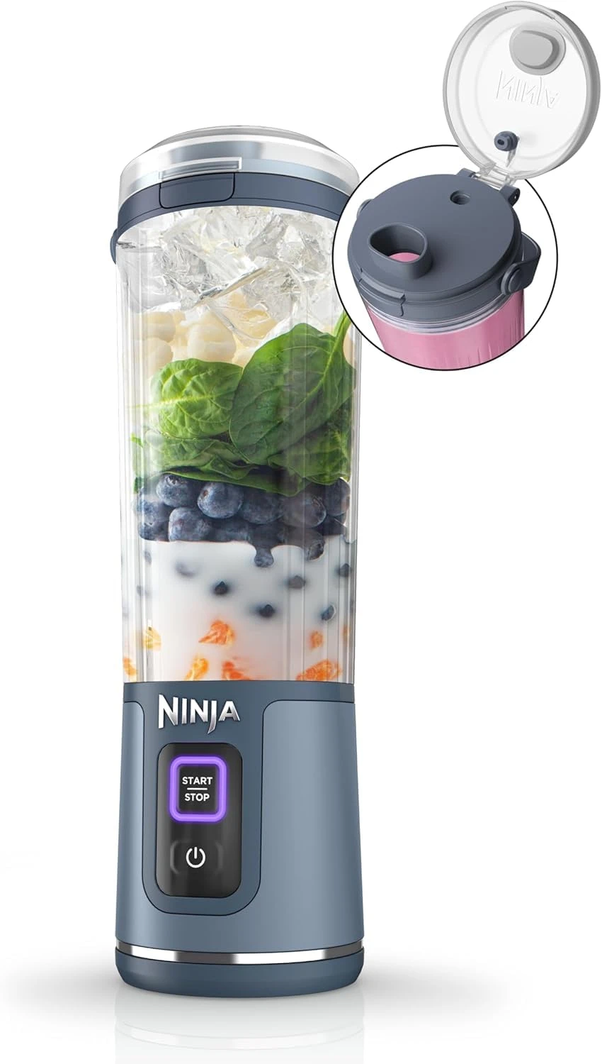 Ninja Blast Portable Cordless Blender (BC151INNV) – 530ml | USB-C Rechargeable | Crushes Ice & Frozen Fruit | BPA Free, Leak-Proof Travel Lid Denim Blue — VK Furniture & Electronics | VK Furniture Mangalore