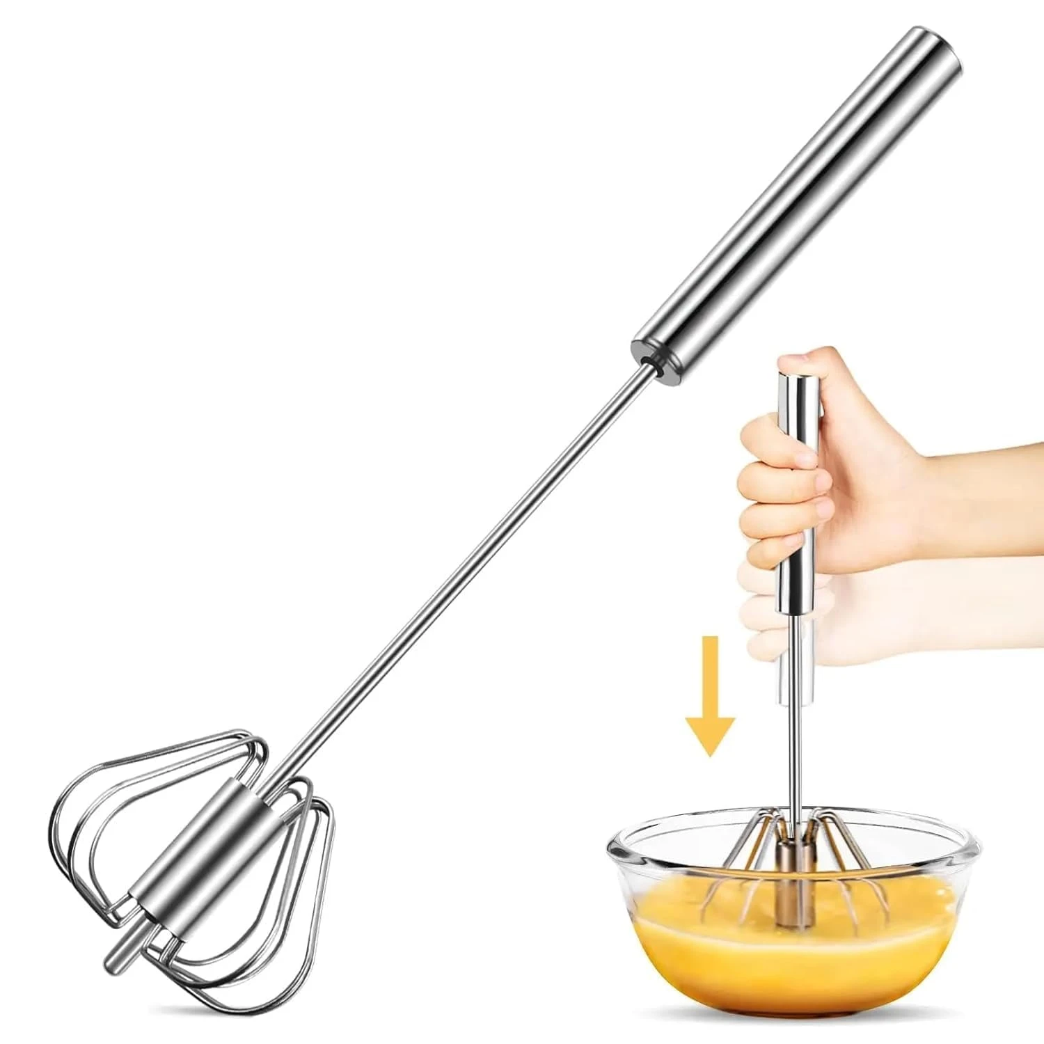 Hand Blender – 9 Inch Stainless Steel Automatic Hand Blender for Kitchen | Lassi & Butter Milk Maker | Egg Beater & Mixer for Juices, Shakes, Coffee Froth, Everyday Cooking (Silver)