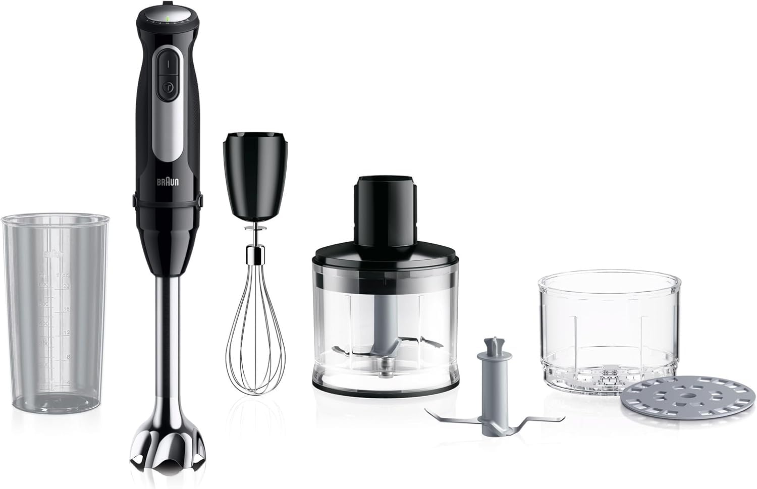 Braun MultiQuick 5 Pro, Powerful 1000W Hand Blender, Patented PowerBell Technology, Made in Europe, Guranteed Splash-Proof, 25 Speed + Turbo, All-in-1: Blender, Grinder, Chopper & Whisker, MQ55254M