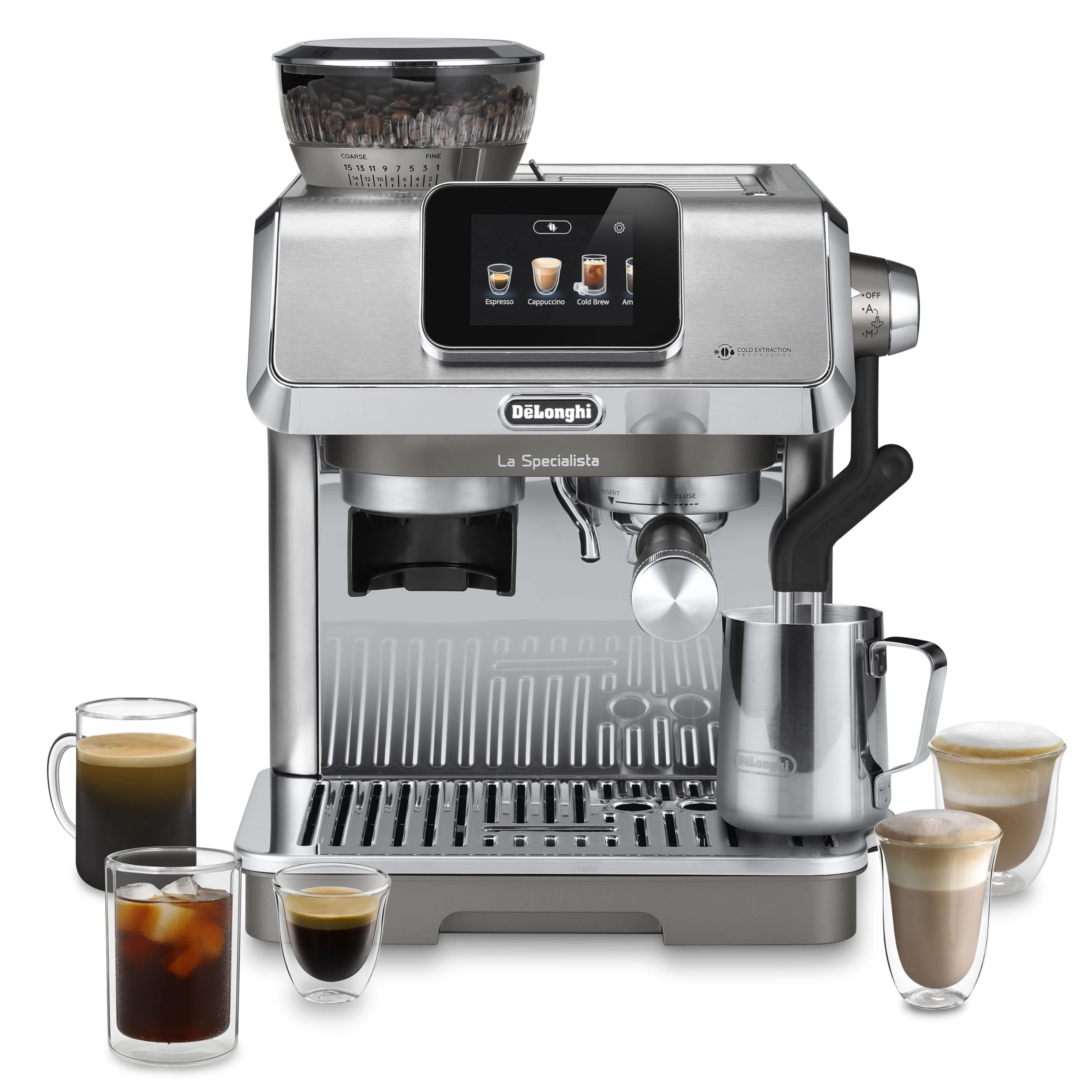 DeLonghi La Specialista Touch Professional Coffee Machine with Cold Brew, Original Italian Brand, Built In Grinder, Touch Control Panel, 9+ Recipes, Professional Barista Kit Included, EC9455.M