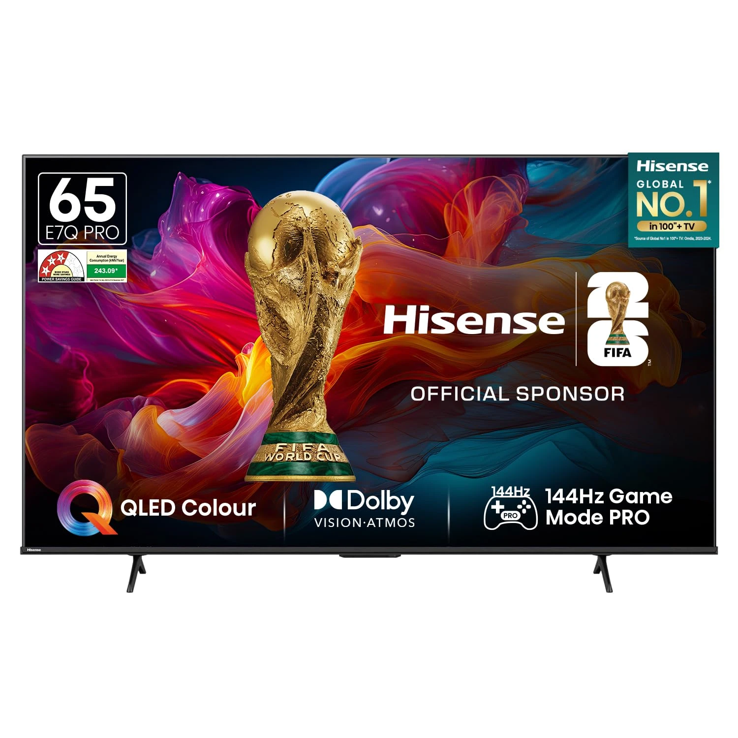 Hisense 164 cm (65 Inches) 4K Ultra HD Smart QLED TV | Dolby Vision Atmos, HDR10+ Adaptive | 144 Hz Game Mo...