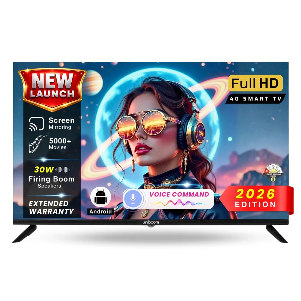 Uniboom_Optima Series102 cm (40 inch)HD Smart LED TV | Android TV with Voice Command App |5000+ Free Movies...