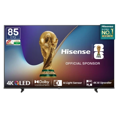 Hisense 215 cm (85 Inches) 4K Ultra HD Smart QLED TV | Dolby Vision Atmos, HDR10+ | 30W Powerful Speaker | AI 4K Upscaler...