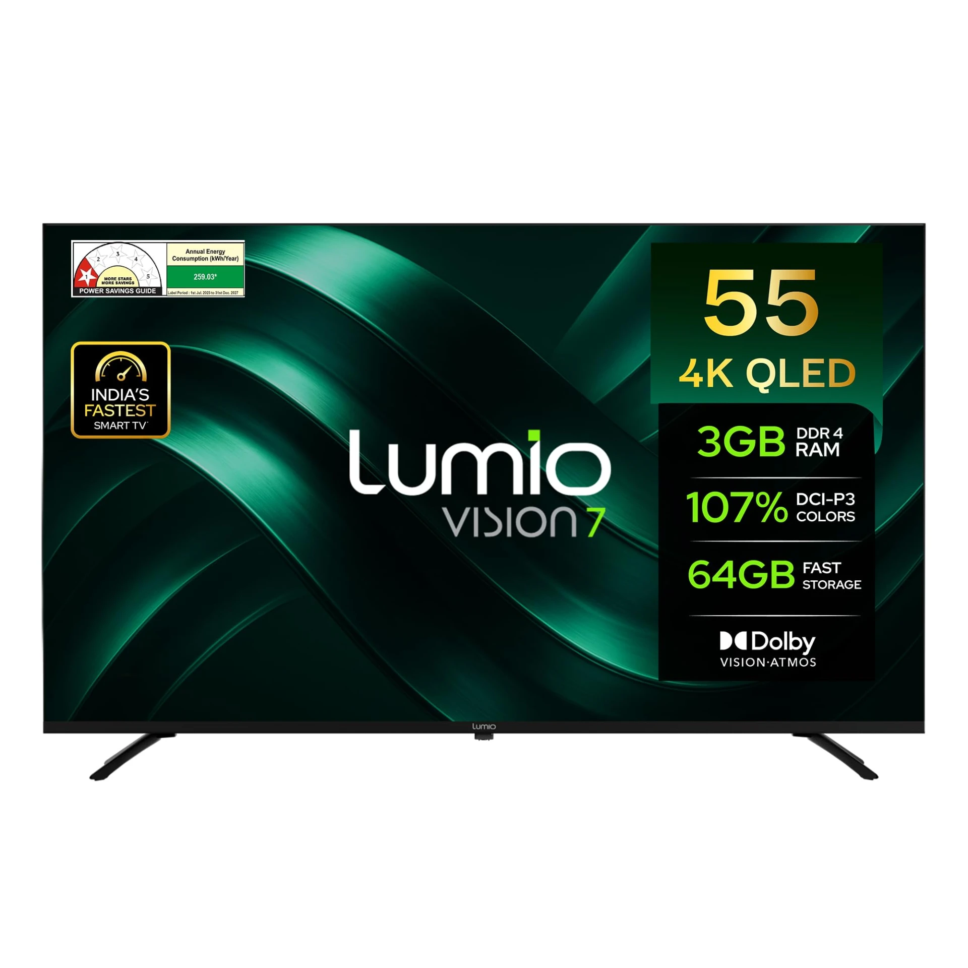 Lumio Vision 7 2026 139 cm (55 inches) 4K Ultra-HD Smart QLED Google TV FTW3-ADSJ