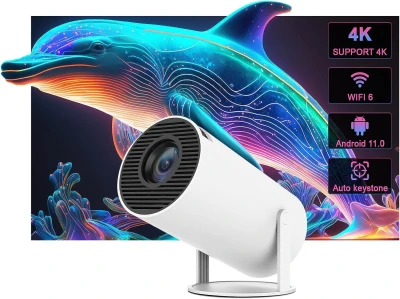 BIGASUO Andriod 5G WiFi Projector Home 4K Support 1080P Smartphone Full HD Portable Builtin YouTube Other Apps Auto Keysto...