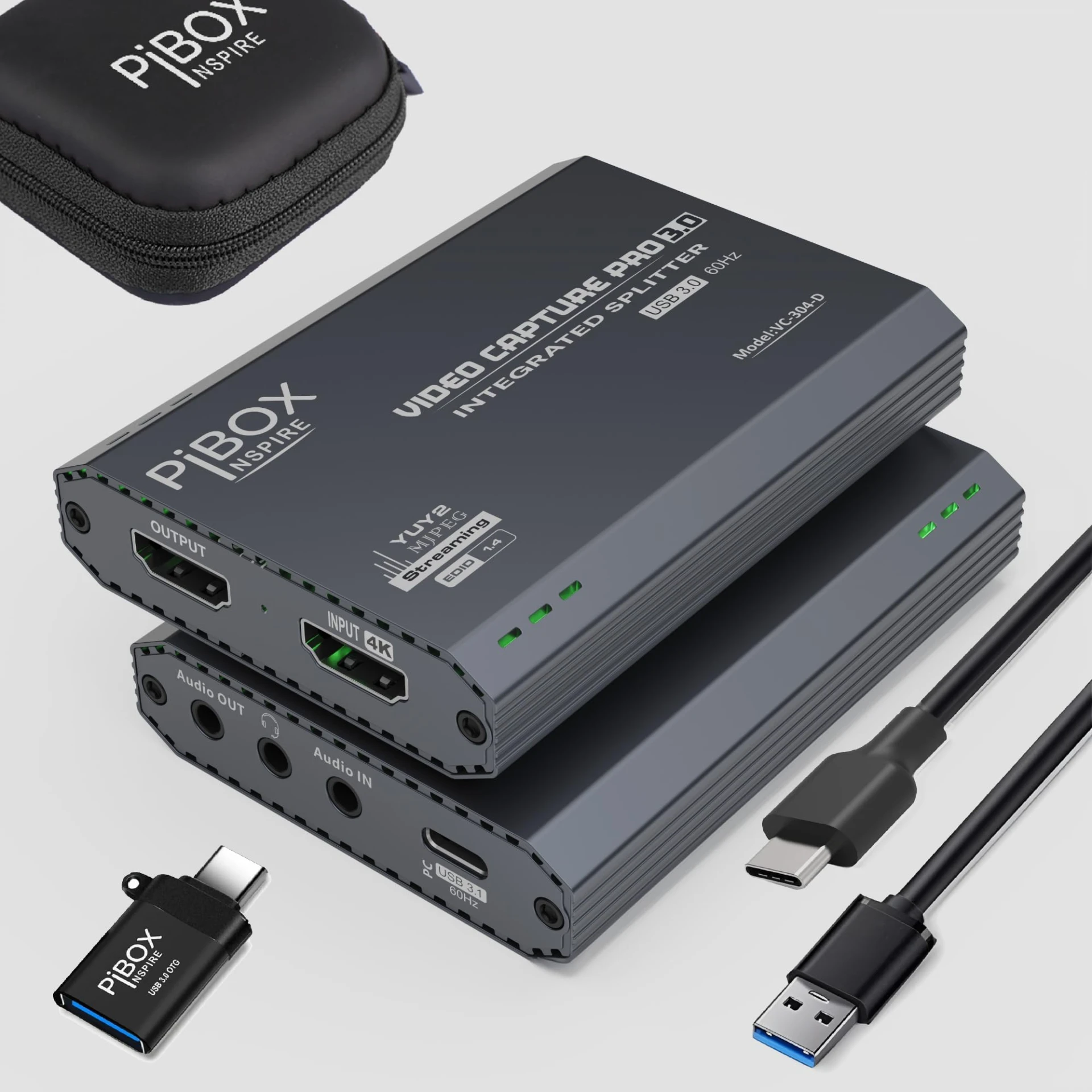 PiBox India 4K HDMI Video Capture Card Device PRO for Streaming, Full HD 1080P 60FPS, 4K USB3.0 HDMI to USBC, Mic, Audio i...