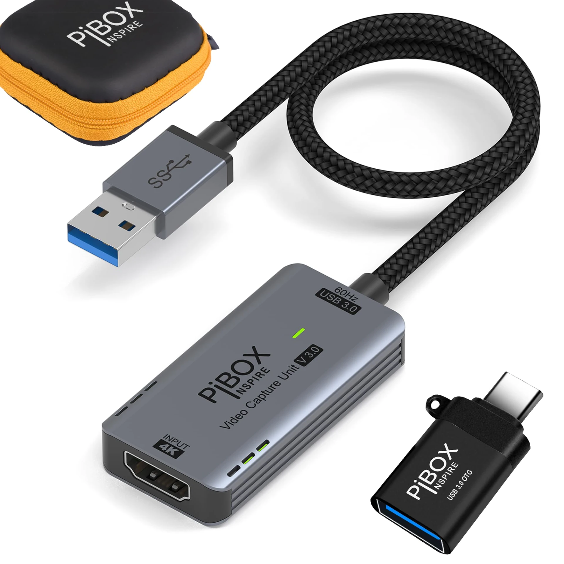 Upgraded Video Capture Card Cable GEN 3 60 FPS, PiBOX INDIA 4K HDMI to USB 3.0 MJPEG YUV Game Capture Device Aluminium Win...