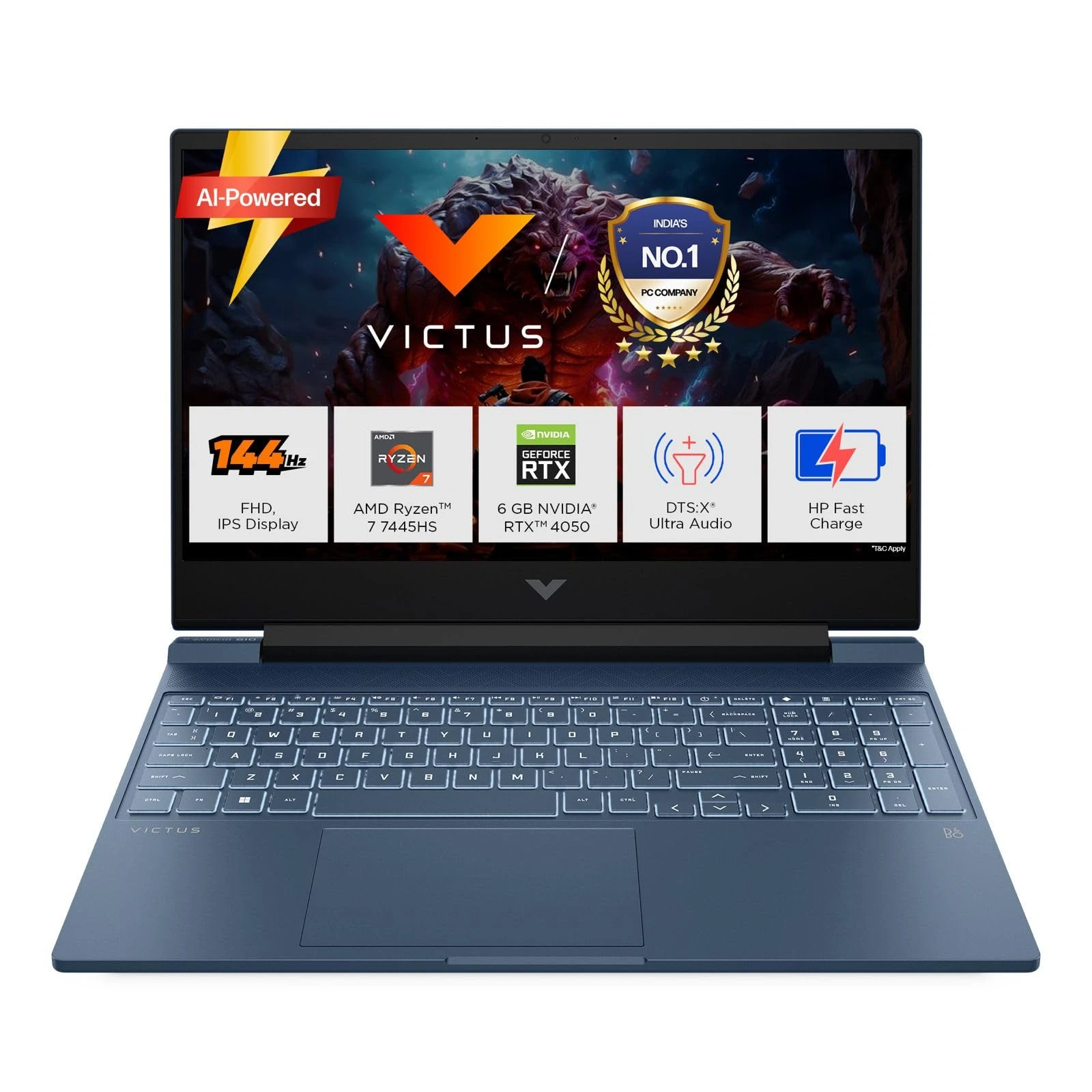HP Victus, AMD Ryzen 7 7445HS, 6GB RTX 4050, 16GB DDR5(Upgradeable) 512GB SSD, 144Hz, IPS, 300nits, FHD, 15.6''/39.6cm, Wi...