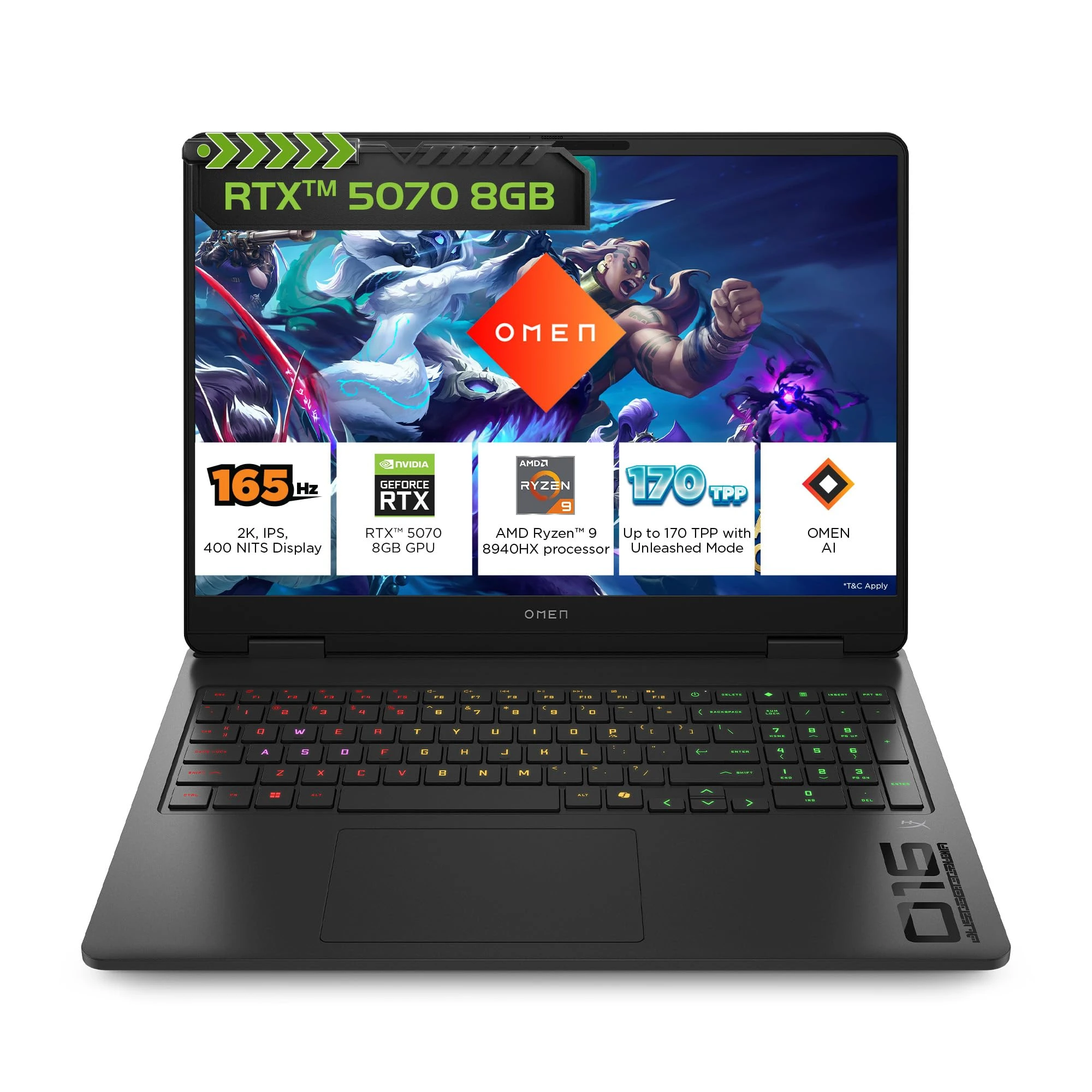 HP Omen, AMD Ryzen 9 8940HX, 8GB RTX 5070, 24GB DDR5(Upgradeable) 1TB SSD, 240Hz, 2k WUXGA, 3ms, 400 nits, 16''/40.6cm, Wi...