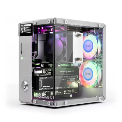 Pironman 5 NVMe M.2 SSD PCIe Mini PC Case for Raspberry Pi 5 Hailo-8L AI Accelerator with Tower Cooler+Dual RGB Fans, 0.9...