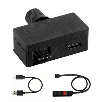 ZORBES® Mini PC PWM Fan Hub Controller with USB Type-C Power, Stepless Speed Adjustment 5V 4-Pin Addressabl...