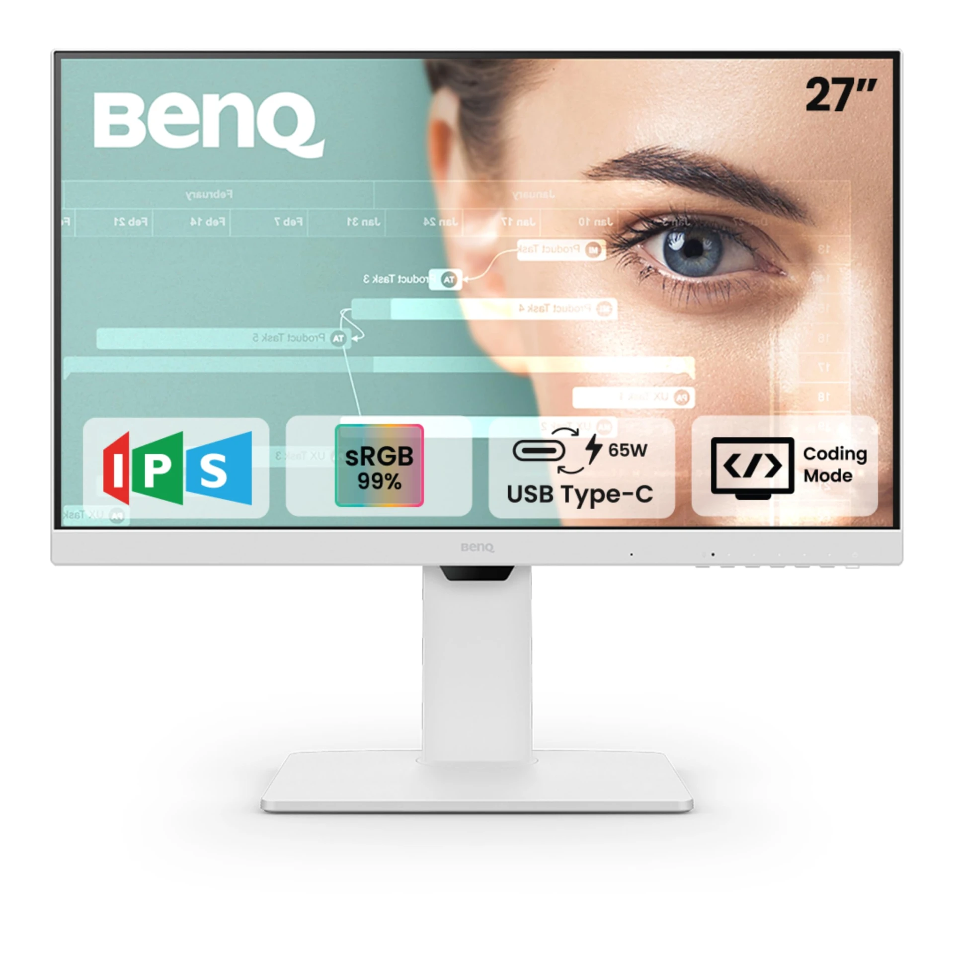 BenQ GW2786TC 27" IPS 100Hz Full HD Coding Monitor |USB-C(65W PD)| Daisy Chain| 99% sRGB| Coding Mode| Heig...