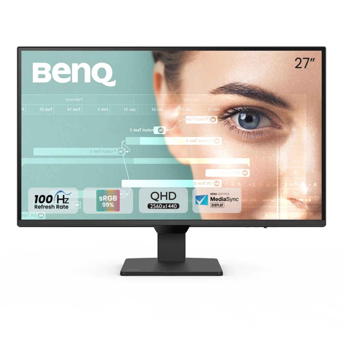 BenQ GW2790Q, 27 Inch (68.58 cm), IPS, 2K QHD 2560x1440, 100Hz, Black, 99% sRGB, 1500:1 CR, Eye-Careu, Dual...