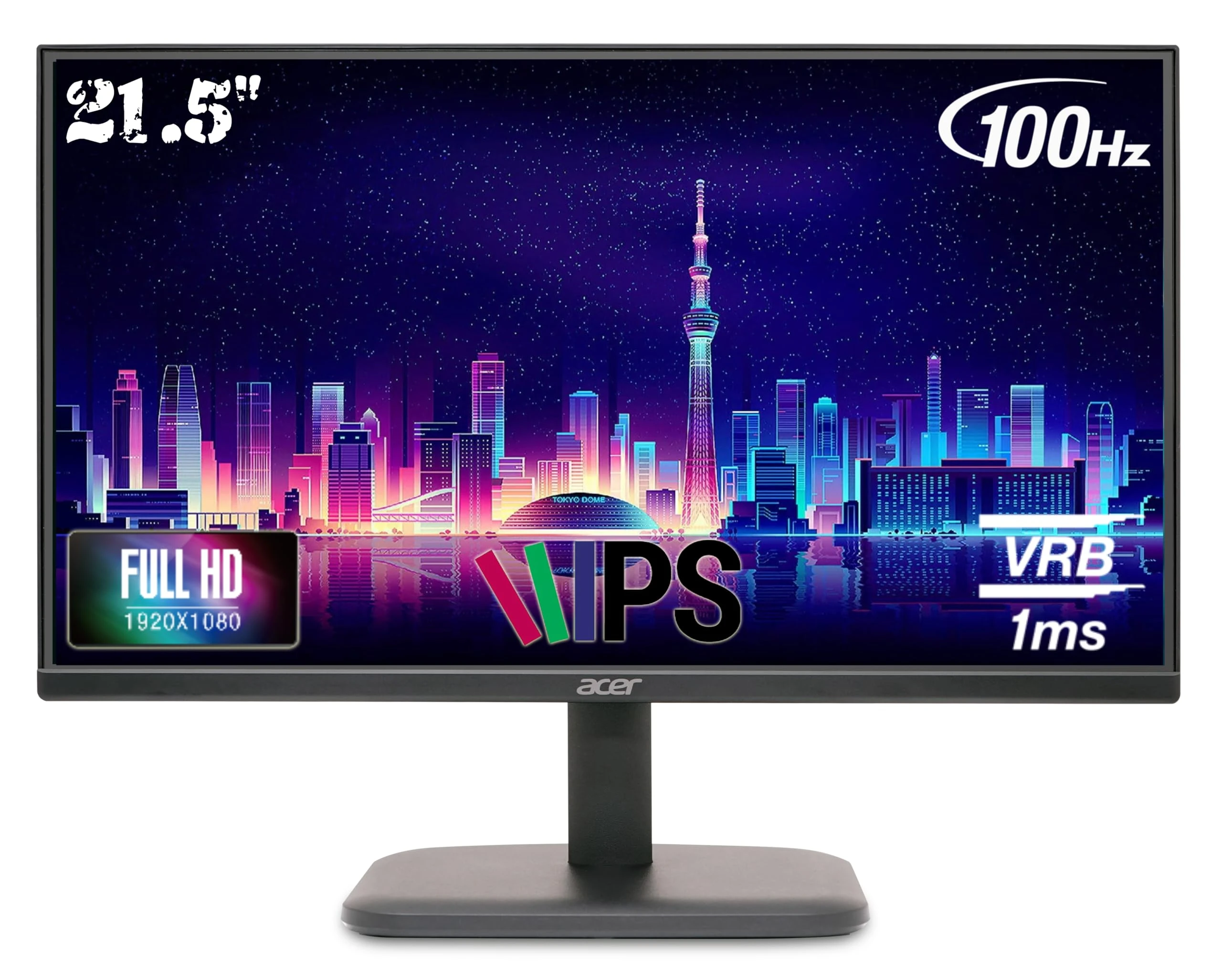 Acer EK220Q Ebi 21.5 Inch IPS Full HD (1920x1080) Backlit LED LCD Monitor I 1 MS VRB, 100Hz Refresh I 250 Nits I 99% SRGB ...