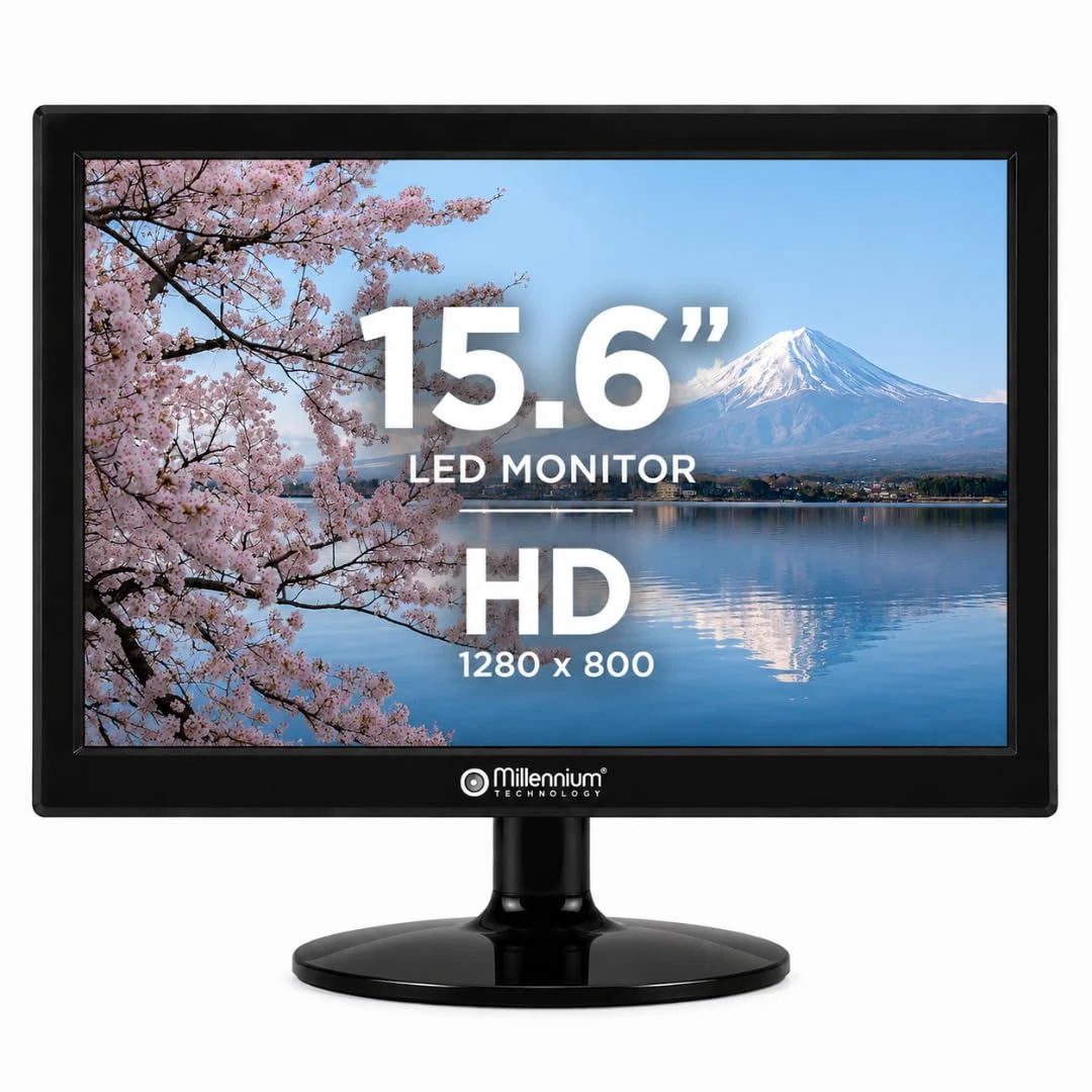 Millennium TECHNOLOGY 15.6 Inch HD Led Dispaly Monitor Led Monitor with VGA HDMI Ports | Wall Mountable | 16.7M Colors 5ms...