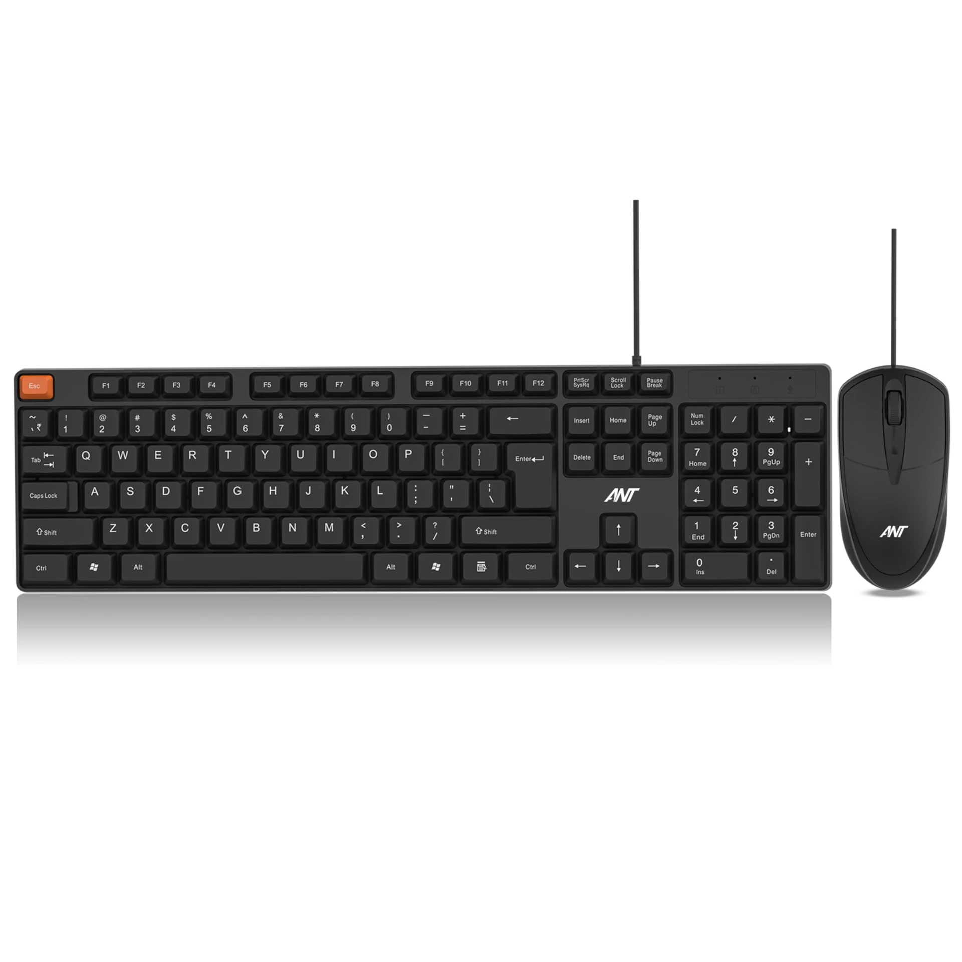 Ant MASTER15 Wired Keyboard and Mouse Combo, 104-Key Full-Size Silent Membrane USB Keyboard & 1000 DPI High-Precision Opti...