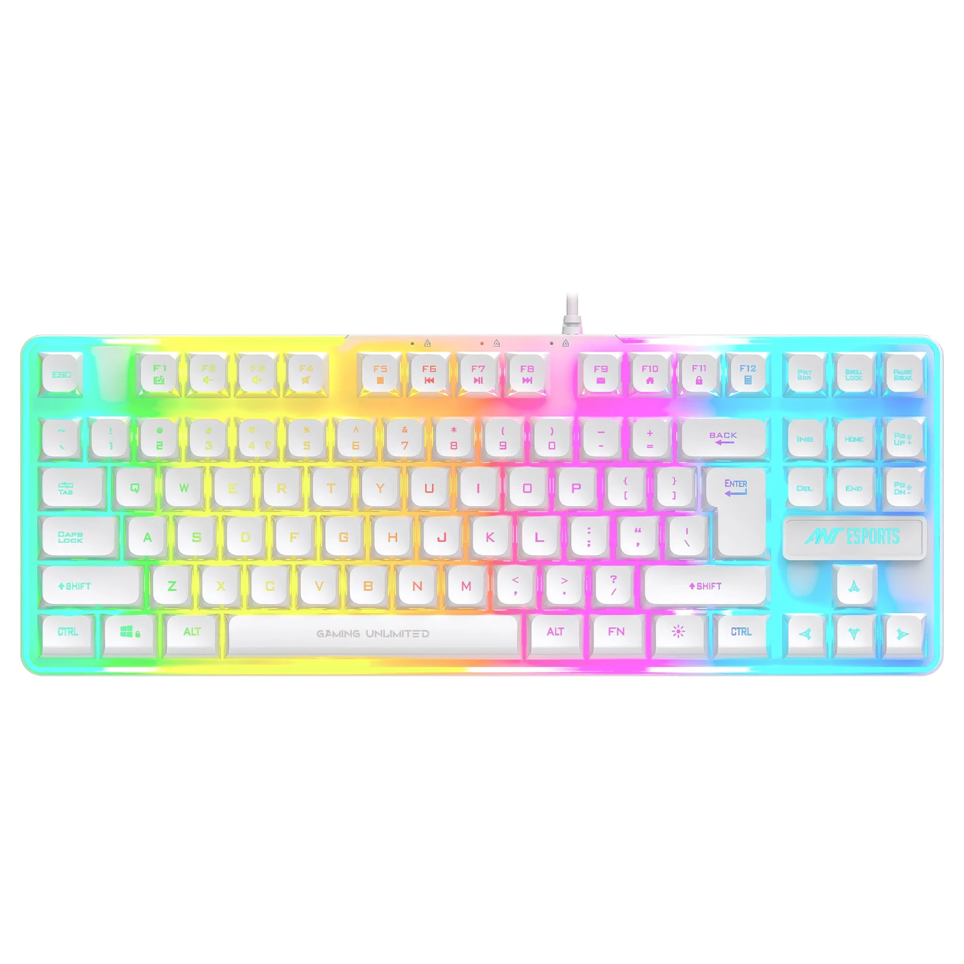 Ant Esports MK700 V2 Membrane TKL Wired Gaming Keyboard, 87 UV Coated Mechanical feel Keys Cool RGB Backlight Waterproof K...