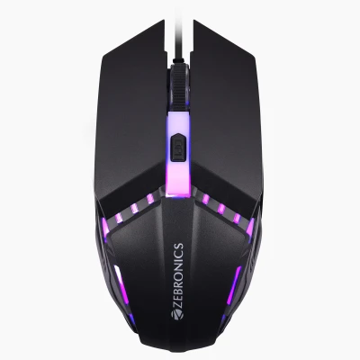 ZEBRONICS PHERO Wired Gaming Mouse with up to 1600 DPI, Rainbow LED Lights, DPI Switch, High Precision, Plug & Play, 4 But...