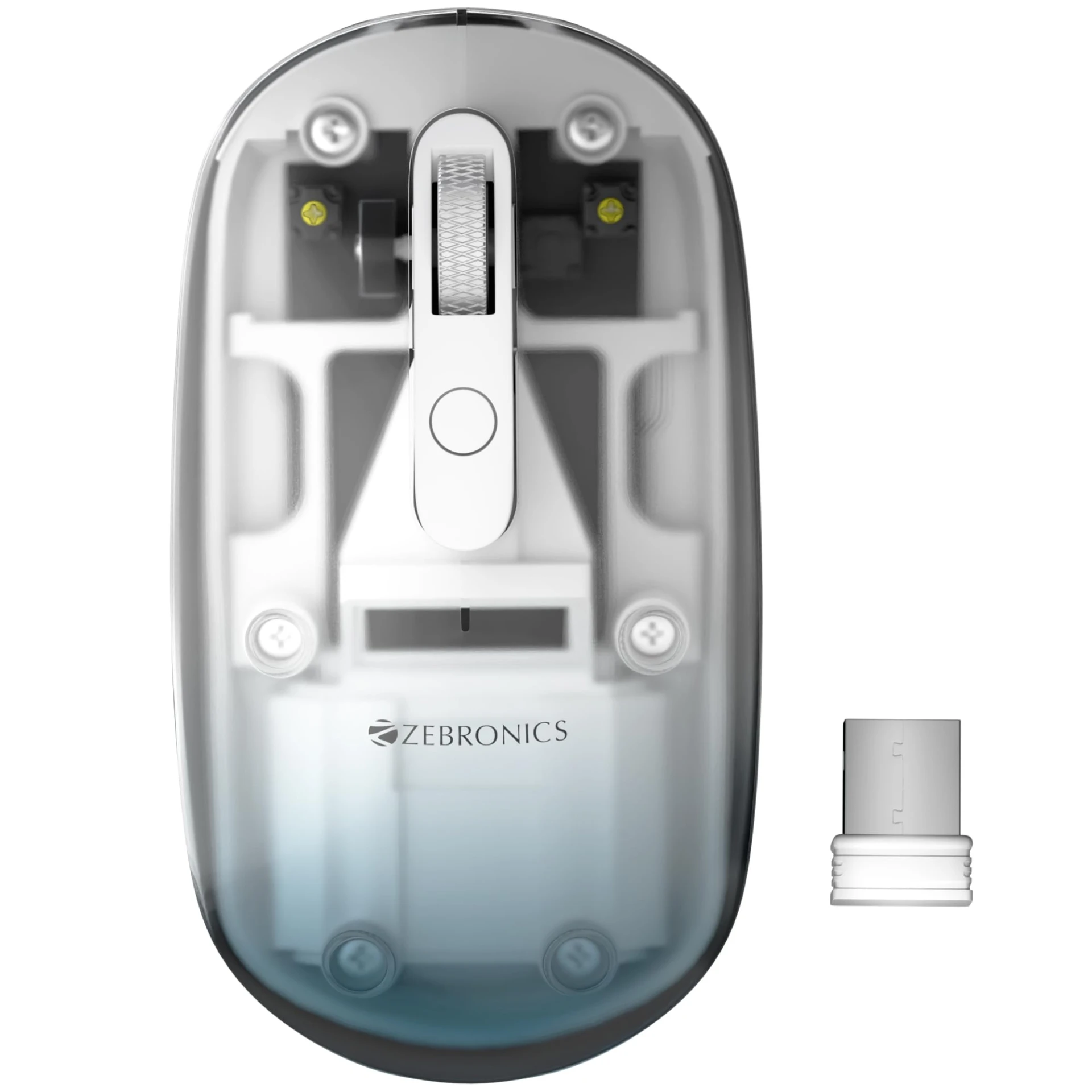 Zebronics Sheer Pro Wireless Mouse, Translucent Design, Up to 1600 DPI, Dual Mode 2.4GHz + BT, 4 Buttons, T...