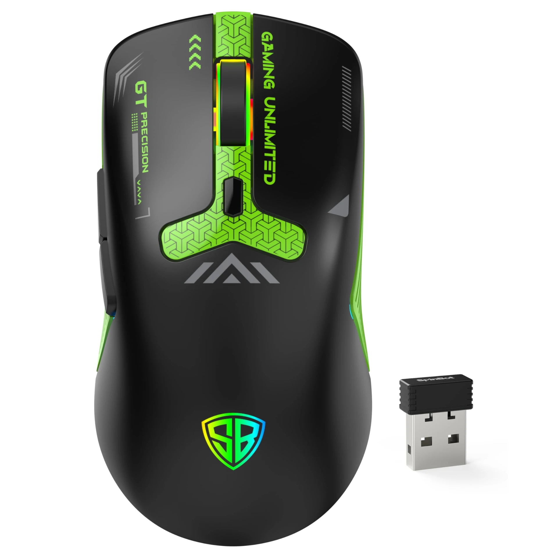 SpinBot Clutch GT500 Wireless Gaming Mouse with 4800 DPI Precision | Dual Bluetooth & 2.4GHz Versatility | 68g Ultra-Light...