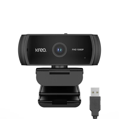 Kreo Owl Lite Full HD Webcam with 1080P 30 FPS, Auto-Focus and Built-in Dual Digital Mic, Plug and Play Setup for Video Ca...