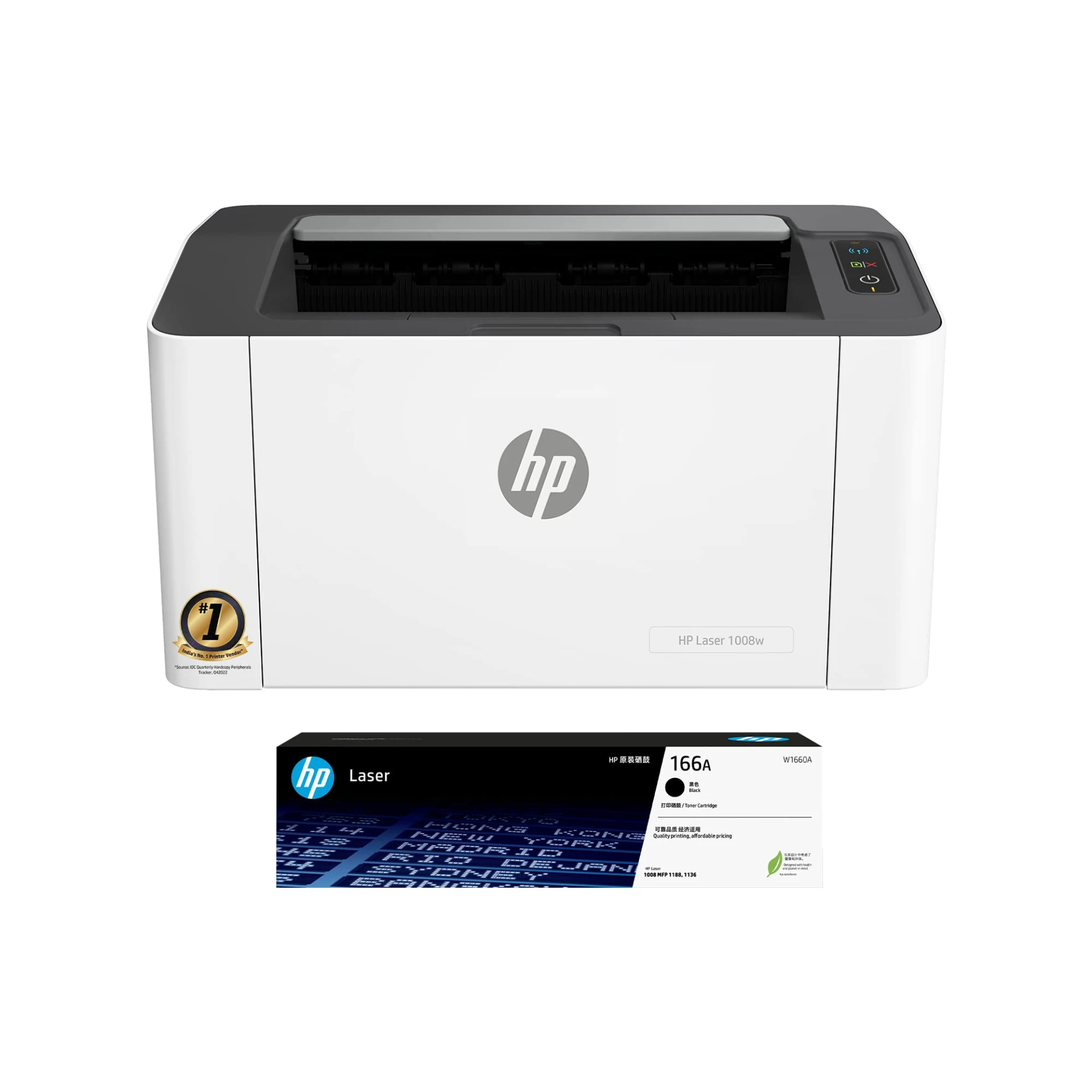 HP Laser 1008w Printer, Wireless, Single Function, Print, Hi-Speed USB 2.0, Up to 21 ppm, 150-sheet Input Tray, 100-sheet ...