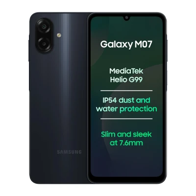 Samsung Galaxy M07 Mobile (Black, 4GB RAM, 64GB Storage) | MediaTek Helio G99 | AnTuTu 624K | IP54| 50MP Camera | 7.6mm Sl...