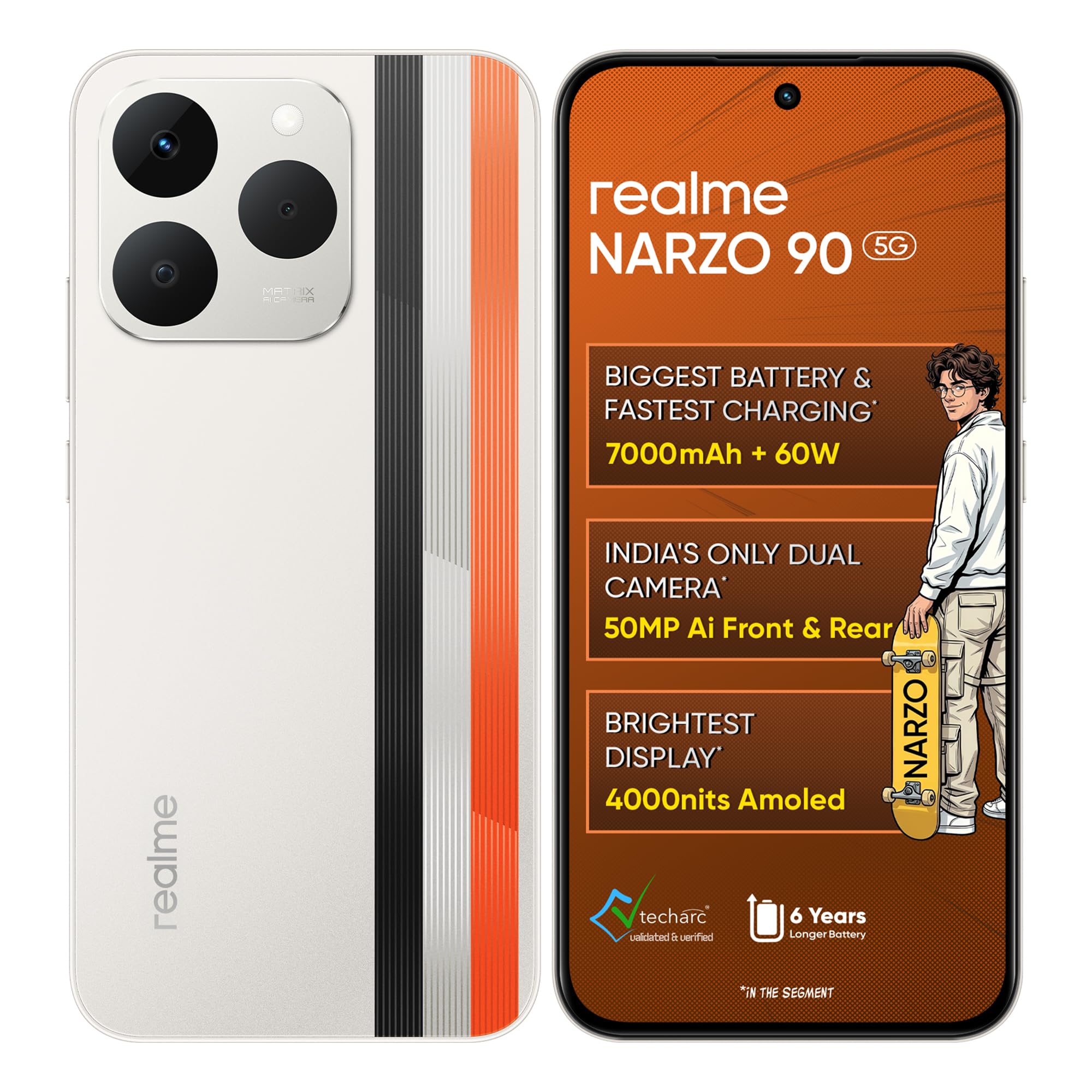 realme narzo 90 5G (Victory Gold,6GB+128GB) | 7000mAh Biggest Battery | 60W Fastest Charging | 50MP Front & Rear AI Camera...