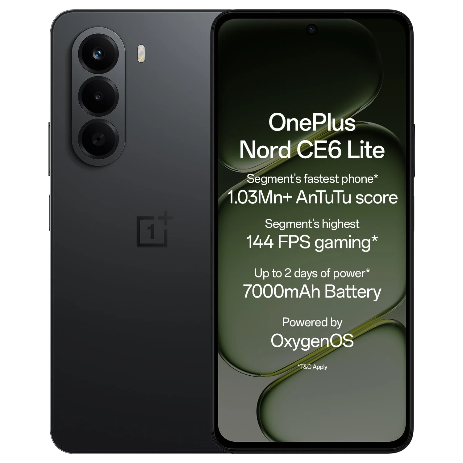 OnePlus Nord CE6 Lite | 6GB+128GB | Hyper Black | Segment's Fastest Dimensity 7400 Apex Processor | 7000mAh Battery | Segm...