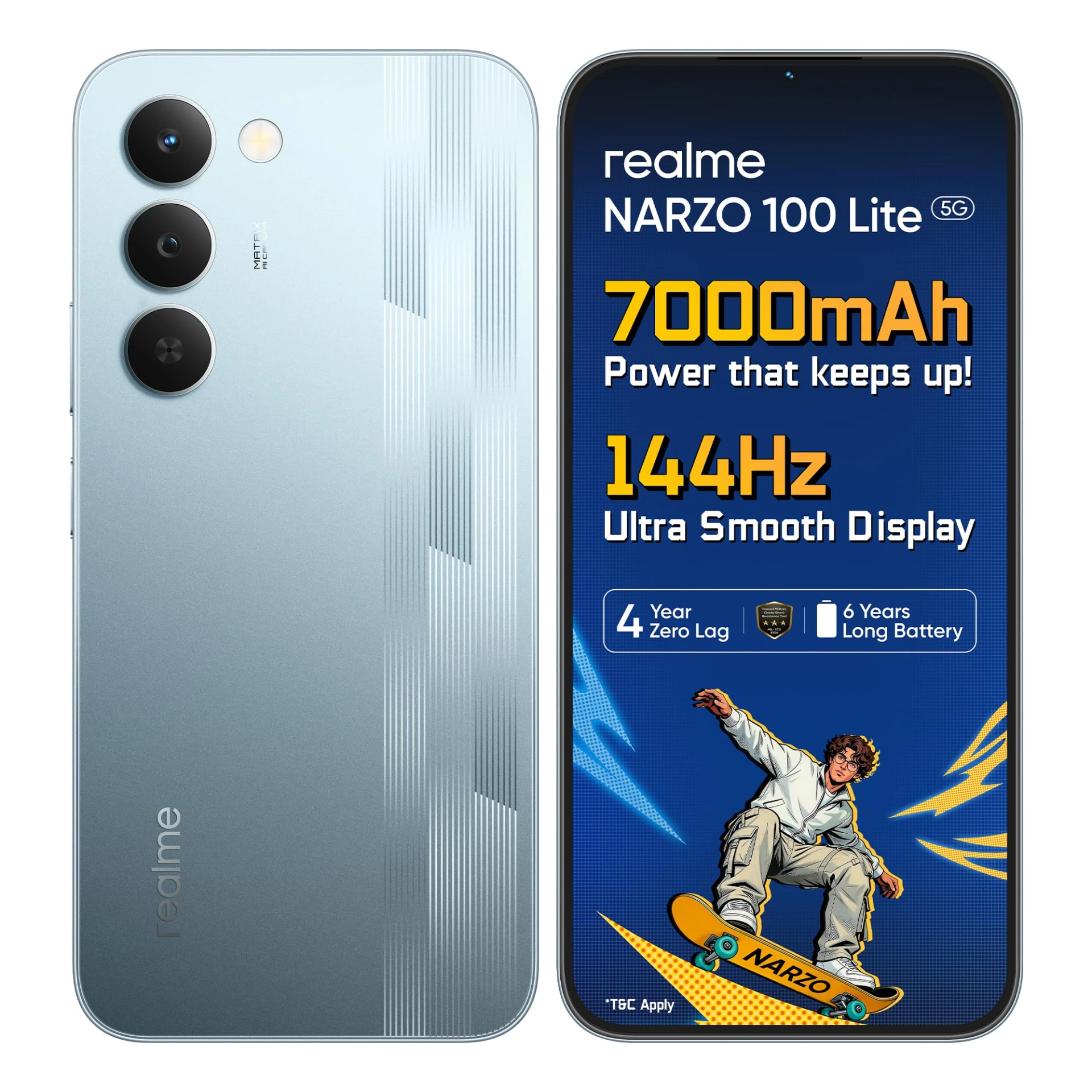 Sponsored Ad - realme narzo 100 Lite 5G (Frost Silver,4GB+128GB) | 7000mAh Titan Battery | 4 Years, Zero Lag | 144 Hz Ultr...
